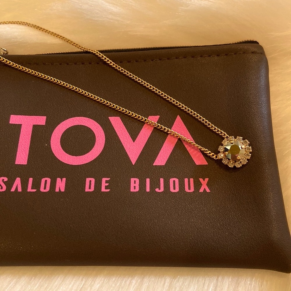 TOVA 14K gold CZ Brilliant yellow swarowski crystal necklace